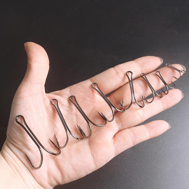 50Pcs/Box Mix Treble Fishing Hooks Kit Treble Hooks Fishhook For Artificial Hard Bait Bass Trout Saltwater Triple Fishing Hooks