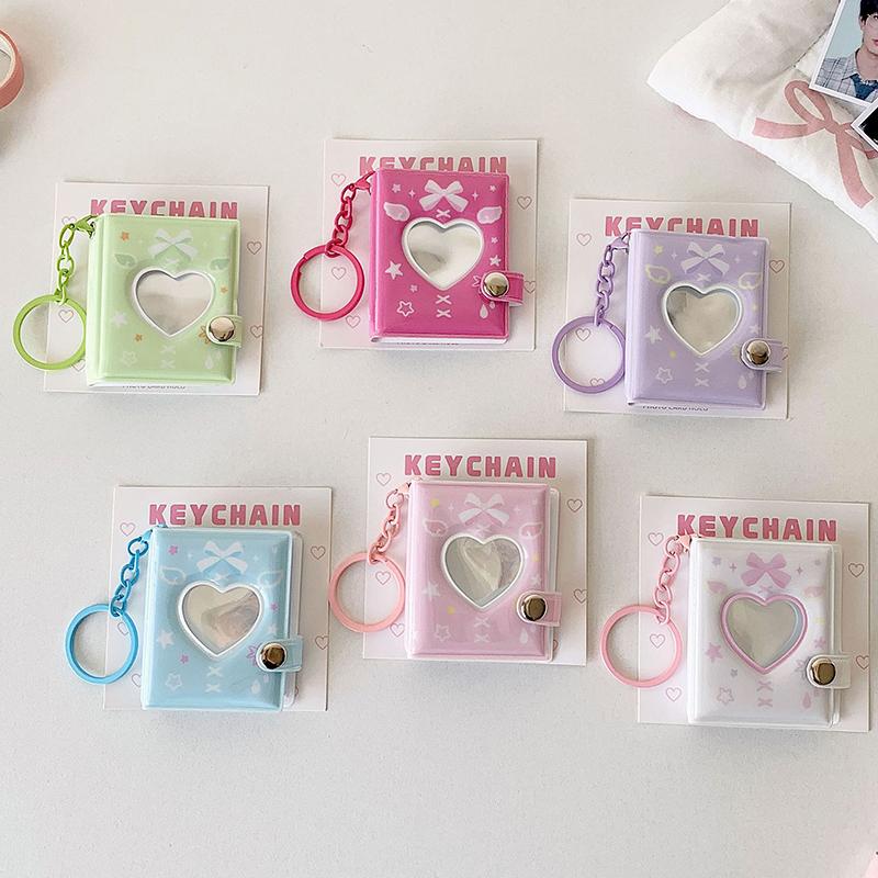 Pockets Portable Keychain Jewelry Photos Holder 1/2 Inch Mini Photo Albums For Photos Cards Small Album Book Photocard Holder