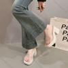Comemore High-heeled Women's Shoes Transparent Slipper Thick Heel Heightening Thick Bottom Summer Outside Wear Slides