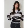EGOIST Stripe Collar Knit Top  Es2okl02 