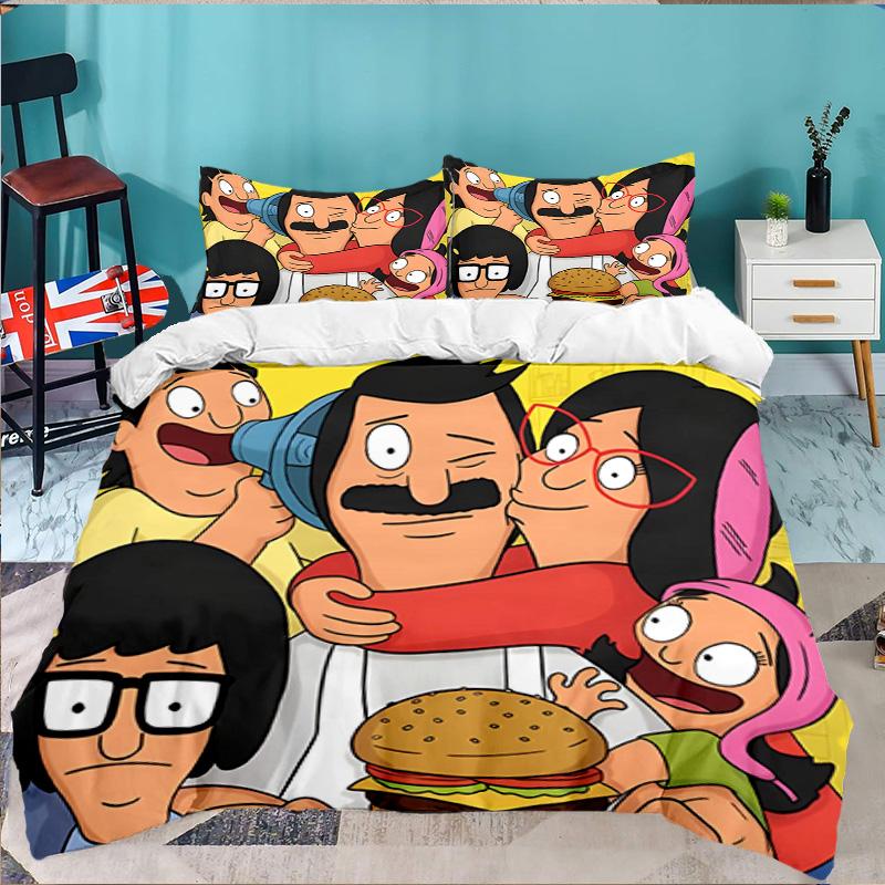 3PCS Bob'S Burgers Bedding Set,Including 1pc Duvet Cover And 2pcs Pillowcases Perfect for Bedroom, Dormitory, Large size Fan Christmas gift