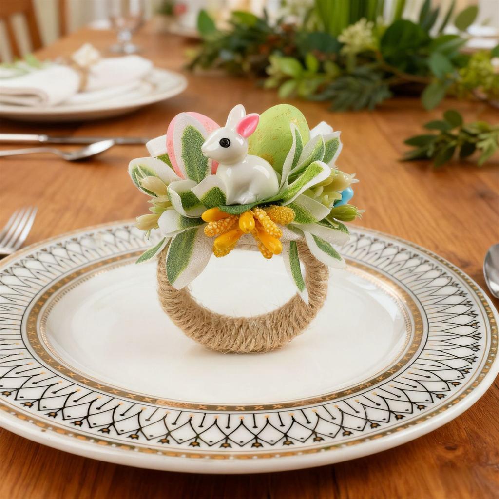 Fun Whimsical Easters Rabbit Eggs Shape Napkin Rings For Childrens Birthday Parties Easy Cleaning Plastic Materials