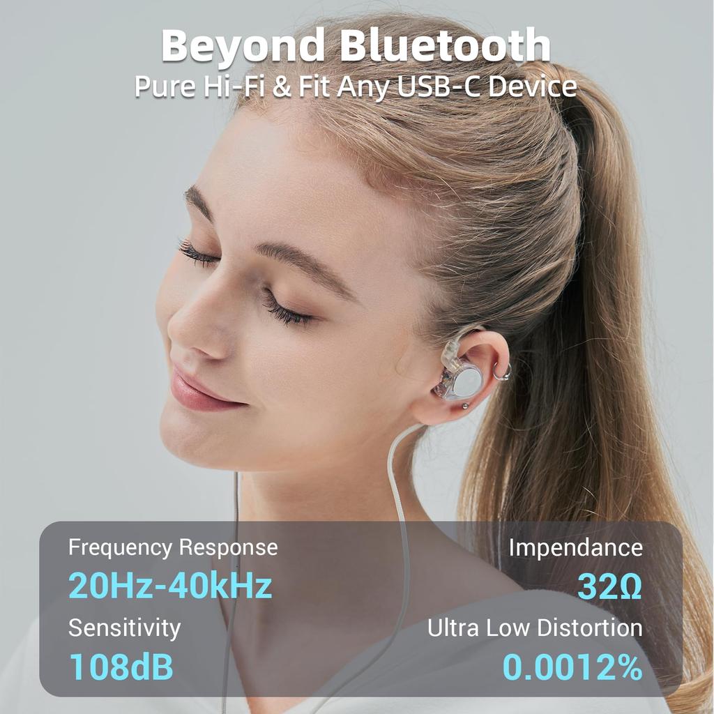 HIDIZS ST2 Nebula with ESS ES9218AC Pro Chip Dual Magnetic Circuit Dynamic with Microphone In-Ear Monitors, Wired, Type-C, Microphone, DAC,