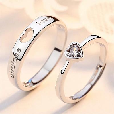 2 Stück/Sets Zirkon Herz Partnerringe Set Für immer Endlose Liebe Ehering für Damen Herren Charm Schmuck
