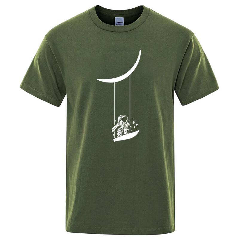 

Summer Men s T-shirt 100% Cotton Short Sleeve Funny Astronaut Print Men Top Casual Loose Tee Shirts Mens O-neck Male T-shir 5XL