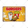 Panneau en étain pour hamburgers, frites, HotDogs, FastFood, Plaque métallique rétro Vintage, affiche en métal, Pizza BBQ pour décoration murale de cuisine