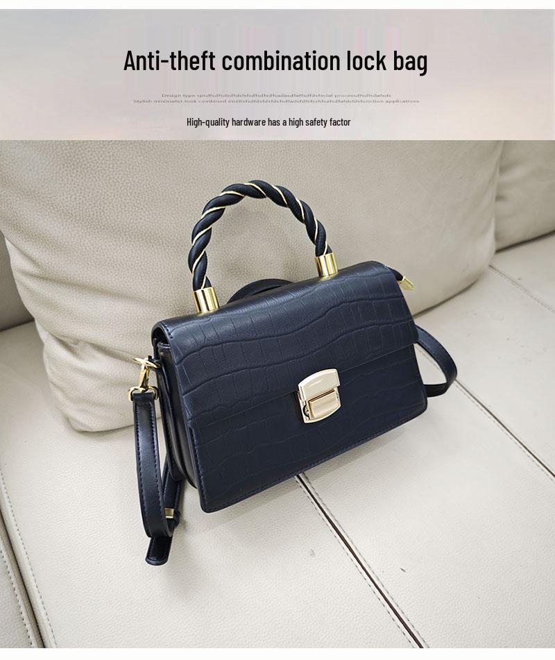 Fengerluoer Μικρή Τσάντα Χειρός με Μοτίβο Κροκοδείλου: Δερματίνη PU, Κλείδωμα Ασφαλείας, Γυναικεία Τσάντα Χιαστί Τετράγωνη για Μετακινήσεις