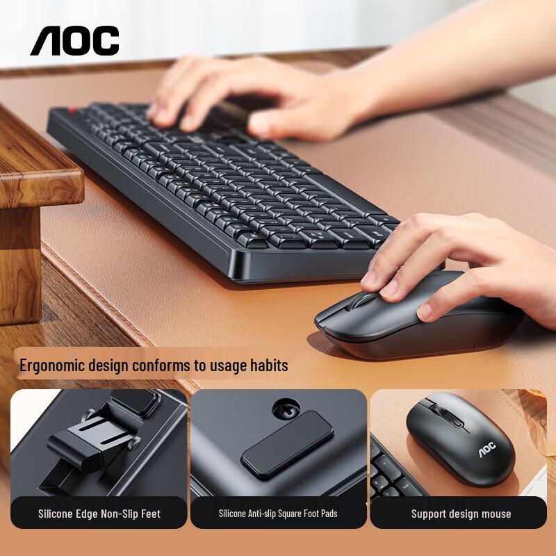 AOC KM460 Low-Profile Spill-Resistant Wireless Keyboard & Mouse Combo