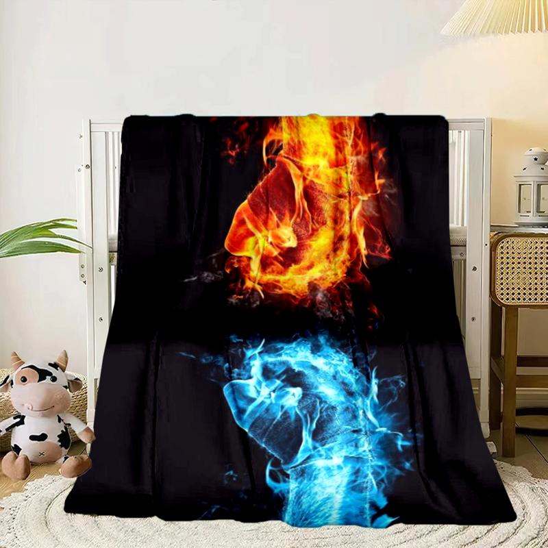 Flame Dance In Blue And Orange Blanket Flannel Blanket Throw Blanket Sofa Cover Blanket Soft Premium Blanket Picnic Blanket Tv Blanket Gifts