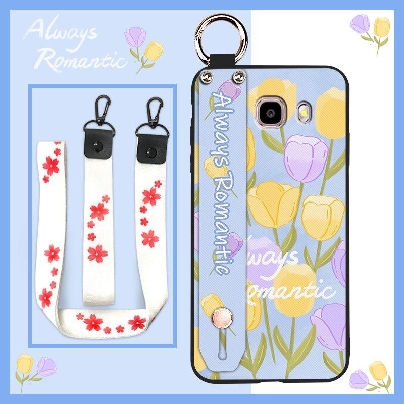Soft case Ring Phone Case For Samsung Galaxy J510/J5 2016/J5108 Protective Durable Back Cover Flower Shockproof Lanyard