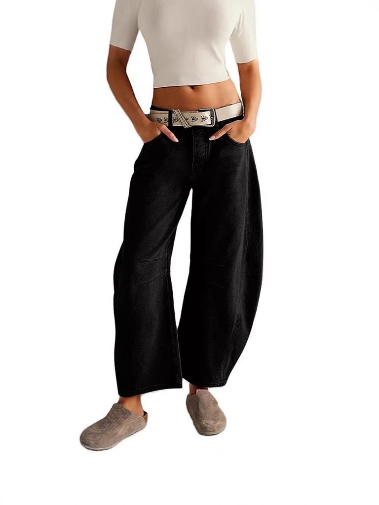 Women's Washed Denim Wide-Leg Jeans: Trendy Loose-Fit Long Pants, Spring 2026 Arrival.
