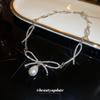 Elegant Rhinestone Bow & Pearl Clavicle Necklace - Versatile Luxury Choker Accessory