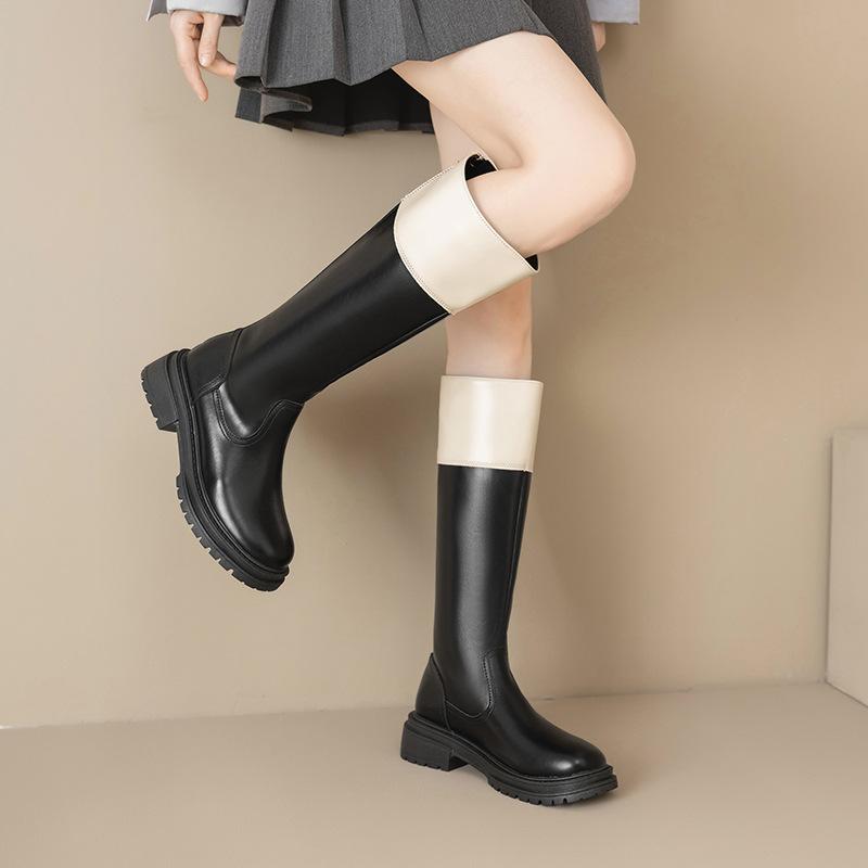 

Внунее увеличение высоты 2025 новый осенне-зимний новый цвет, сапоги на толстой подошве, но сапоги до колена, длинные сапоги, рыцарские сапоги женские 40