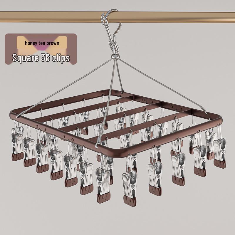 Aluminum Alloy Multi-functional Clothes Drying Rack with Clips for Balcony Storage