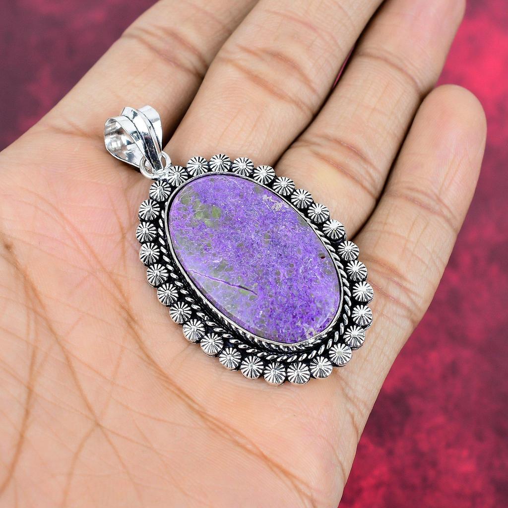Pendentif Purpurite, Bijou Pendentif en Argent Sterling 925, Bijou Pendentif Fait Main en Pierre Gemme pour le Memorial Day
