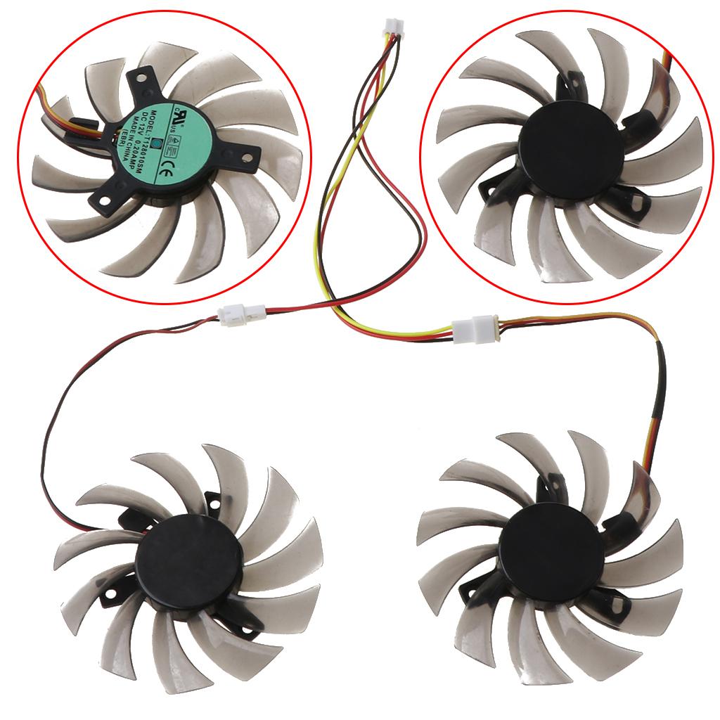 2Pcs T128010SM 75mm 3Pin Cooling Fan for GTX 460 465 560 Ti 580 650 750Ti GT440 GT610 GT730 Graphics Card Cooler Fan