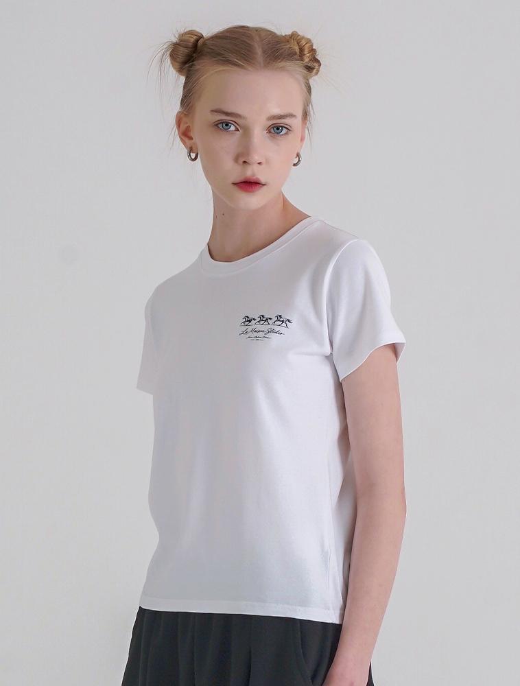 LA MAISON STUDIO Mustang Slim Fit Short Sleeve T-Shirt White/Black (Fcg2Ts770W)