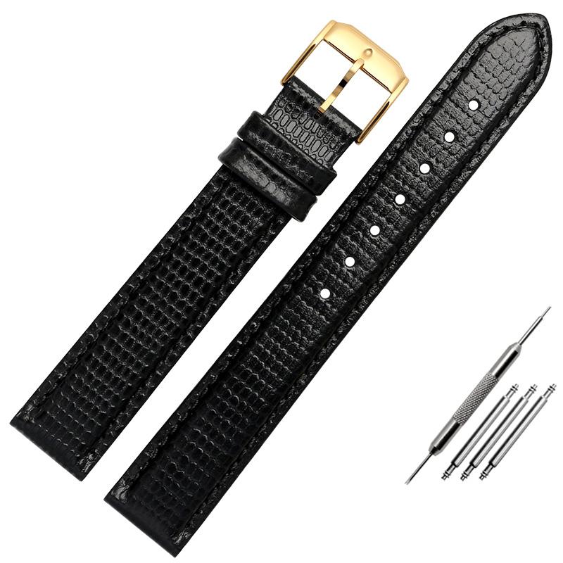 

15mm 21mm Black lizard pattern genuine lea/ther watchband for Movado 0607194 606088 watch strap Simple stylish wristwatches band 15mm