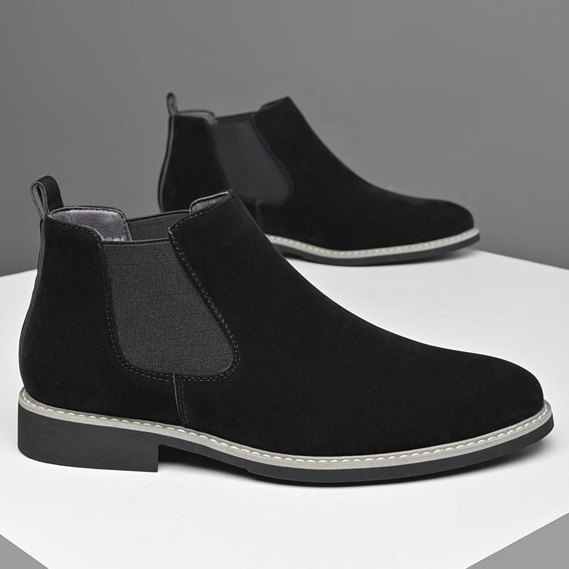 Fashion Fashion Men's Chelsea Boots Mid Top Leather Casual Shoes New Vintage Style Male Handmade Footwear Business Dress Man Ankle Boots