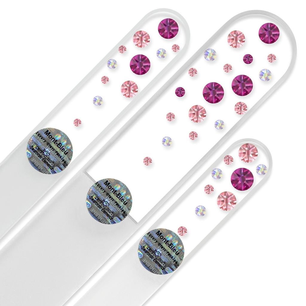 Set di 3 lime per unghie in cristallo trasparente con cristalli W-BMS