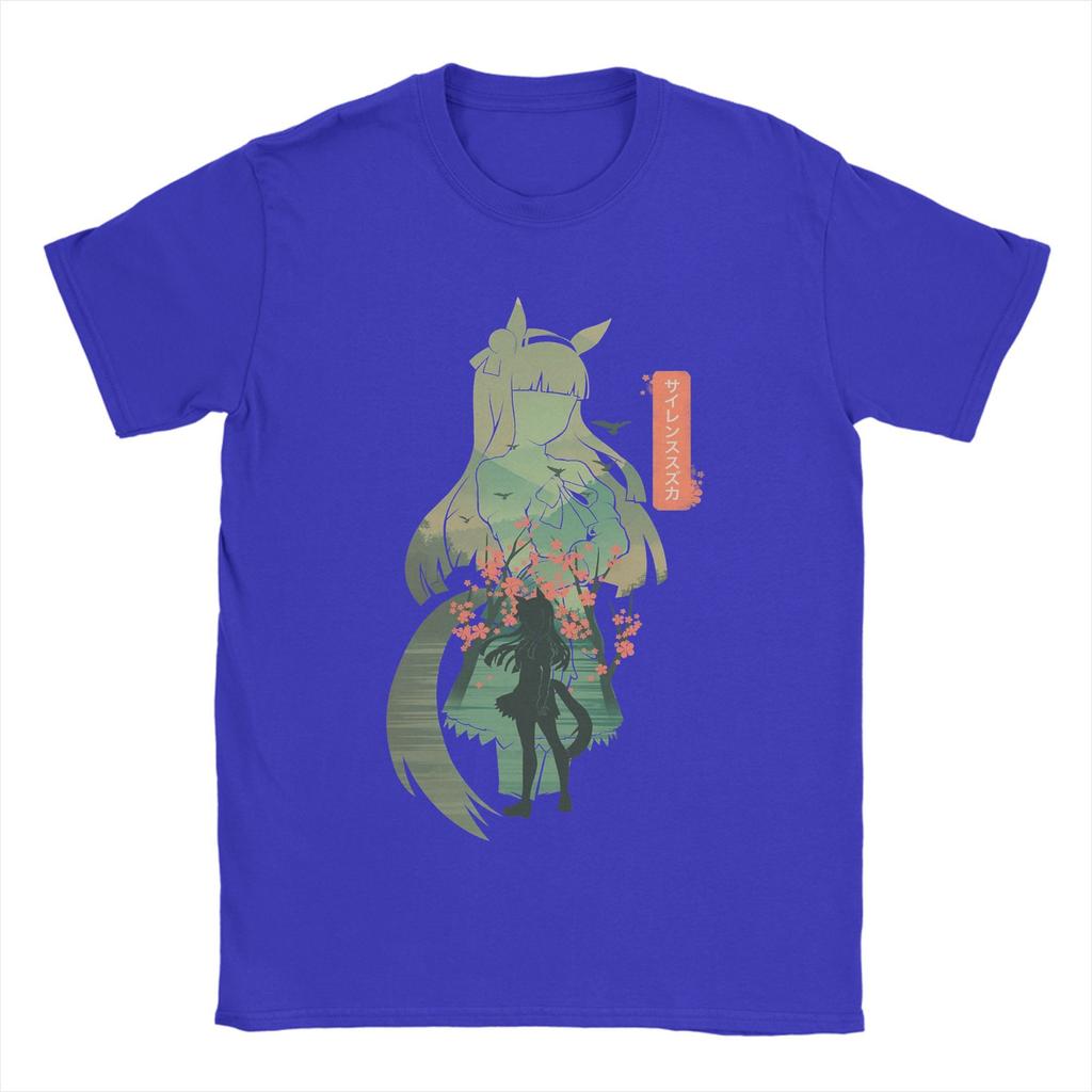 Silence Suzuka Uma Musume Anime Men T Shirts Funny Tees Short Sleeve O Neck T-Shirts Pure Cotton Graphic Printed Clothing