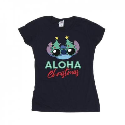 Womens/Ladies Lilo And Stitch Christmas Tree Shades Cotton T-Shirt