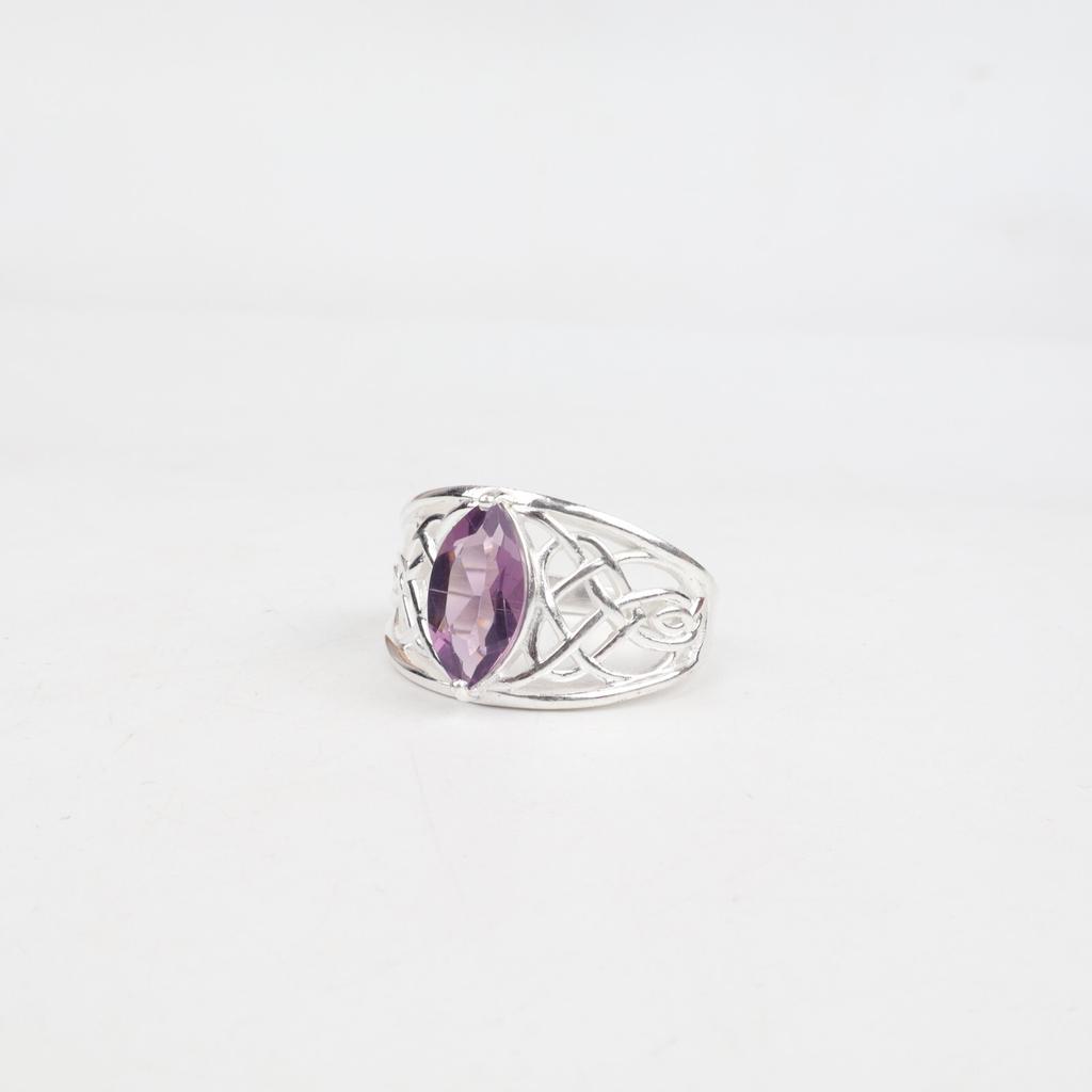 Natural Amethyst Gemstone 925 Sterling Silver Jewelry Promise Ring Gift For Wife CZR-3-6