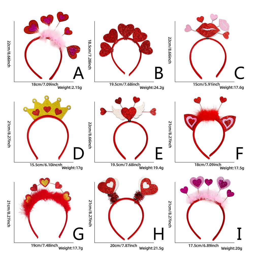 Valentines Decorative Headband Festival Party Giltter Heart Headdress Hair Hoop Wedding Headhoop Holiday Party Accessory