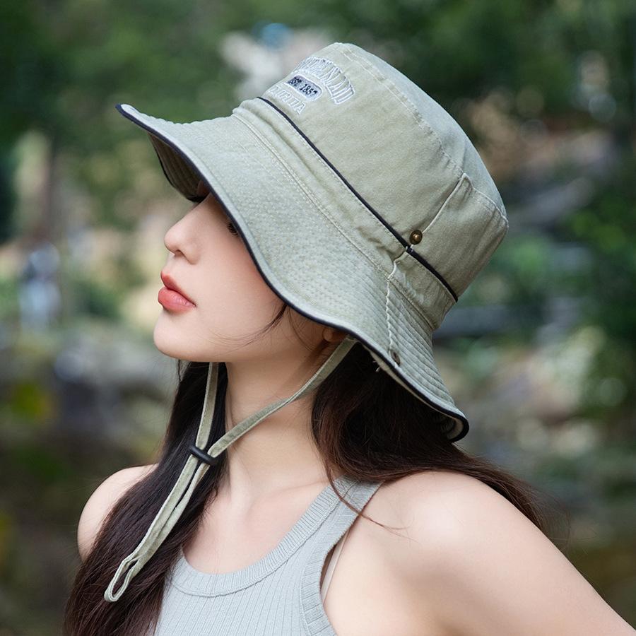 Denim Outdoor Fisherman Hat Letter Embroidered Large Brim Sunshade Hat Horolezecký klobouk Sunshade Hat