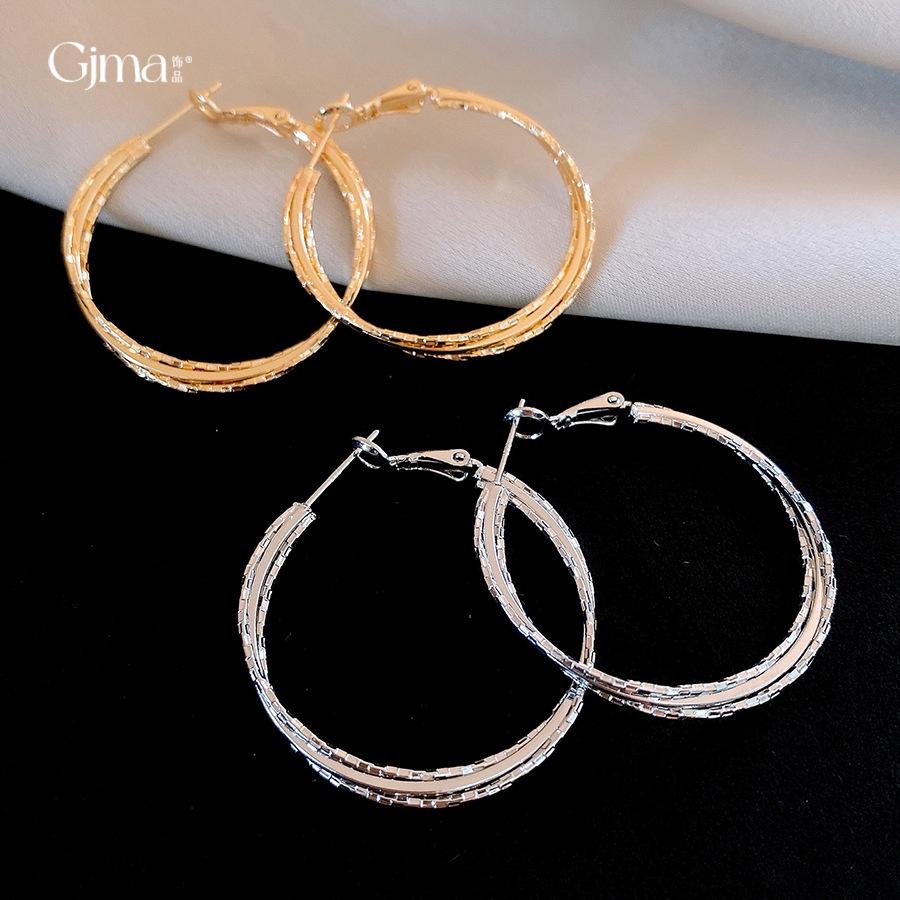 European and American simple multi-layer cross round earrings earrings fashion temperament earrings women