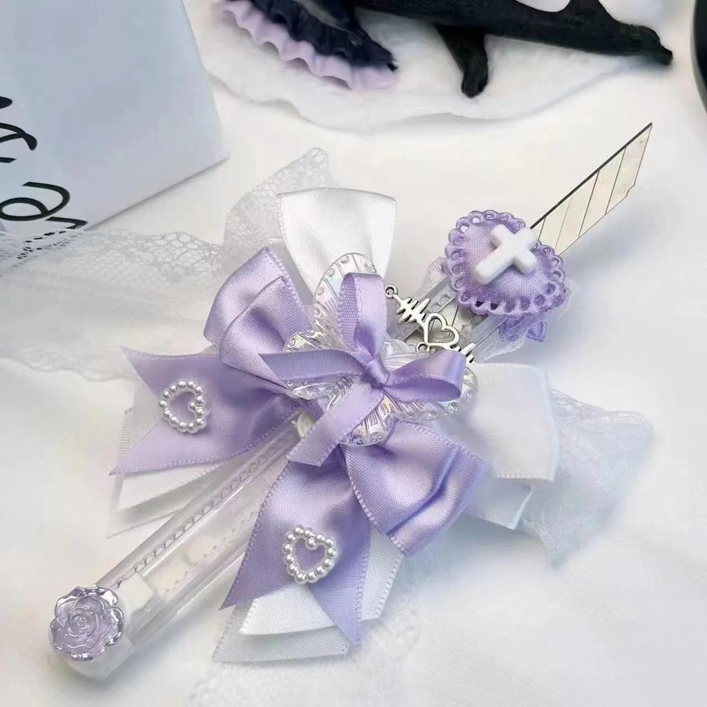1 Pc Kawaii Retro Y2K Style Box Cutter Heart Wings Lace Bow Scrapbook Journal Paper Student  Cute Creative Design Utility Knife
