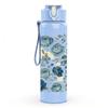 1PC Blue White Floral Seamless Pattern Print 750ml Color Plastic Sports Water Bottle Leakproof Flip Straw Lid Suitable for Sports Office Home Use