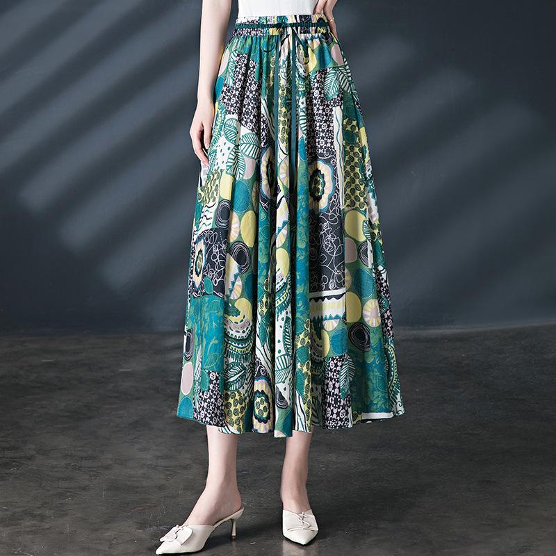 

Женская летняя пляжная юбка А-силуэта из шелка Mulberry с высокой талией