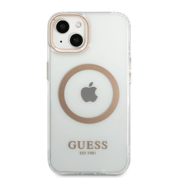 Etui do iPhone 13 Guess MagSafe Metal Outline Złote