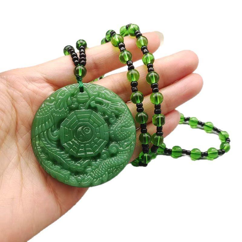 Glass Jewelry Dragon and Phoenix Auspicious Necklace Dragon and Phoenix Brand Pendant Sweater Chain Pendant