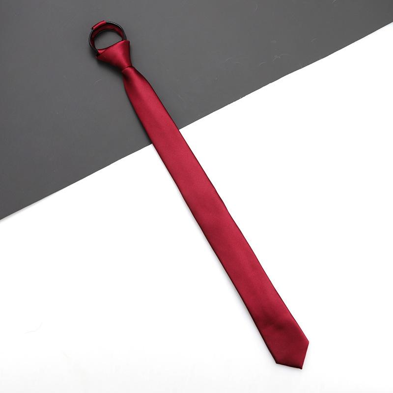 Men'S And Women'S Red Zip-Up Tie Groom Business Dress Wedding Korean Version Lazy No Striped Tie