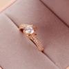 Russian Purple Gold Single Zircon Gemstone Ring, Simple Rose Gold-Plated Opal Four-Claw Ring Jewelry For Women