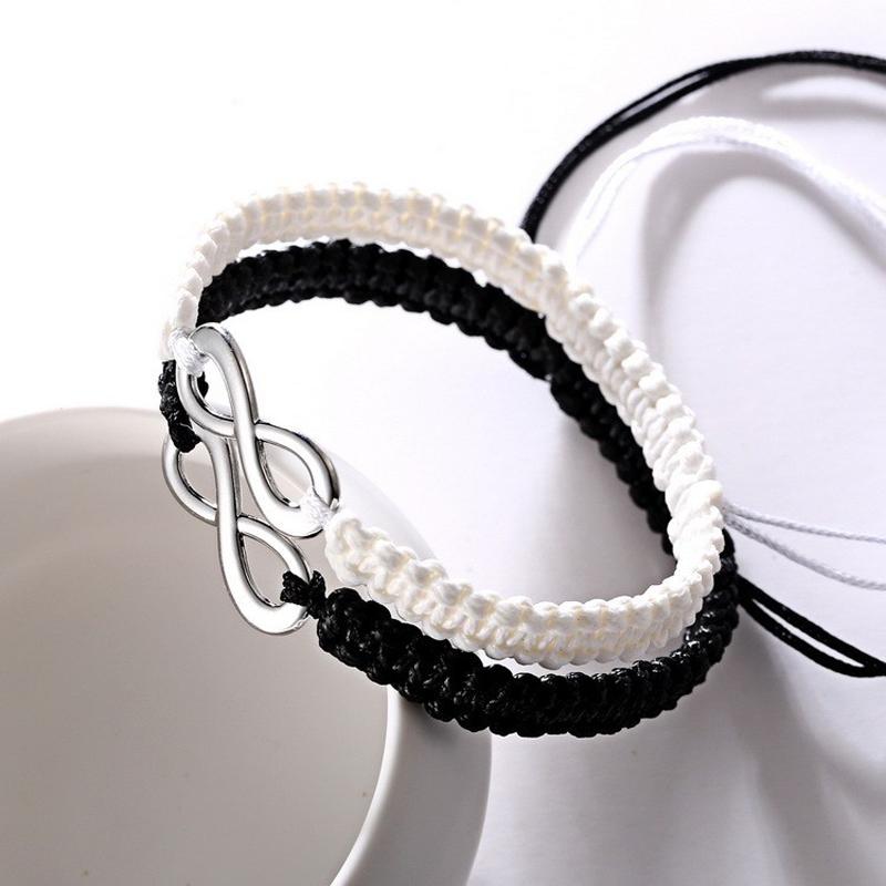 2 Pcs New Retro Infinity Handmade Bracelet Set Friendship Bracelet Set Men Couples Bracelets & Bangles Set Infinity Jewelry