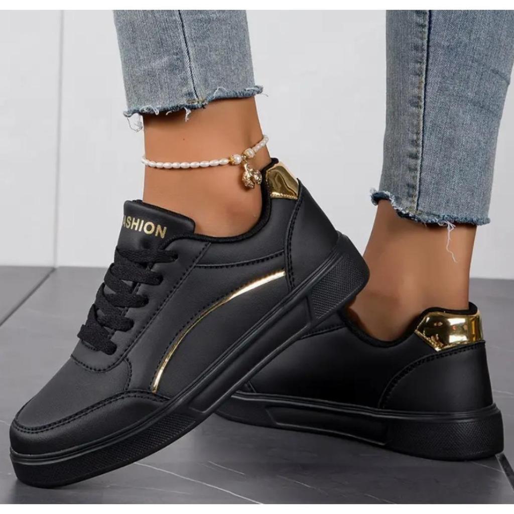 Dam Casual Sneakers - Lätta Snörskor Låg Topp Vita | Mode Komfort Promenadskor