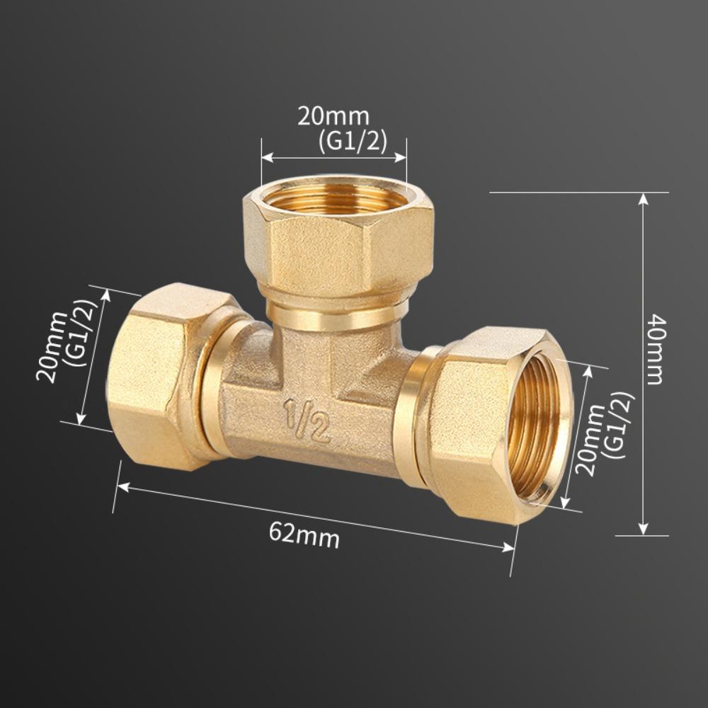 New 1/2 BSP Pneumatic Plumbing Connector Tee Type Male/Female Thread Brass Pipe Fitting Copper Fittings