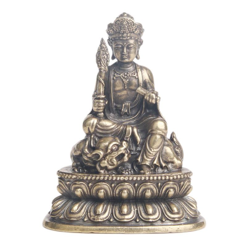 

Copper Manjusri Bodhisattva Year of the Rabbit Buddha Statue Amulet Principal Image Sanskrit Man Brass Figure [Medium size] [Item]