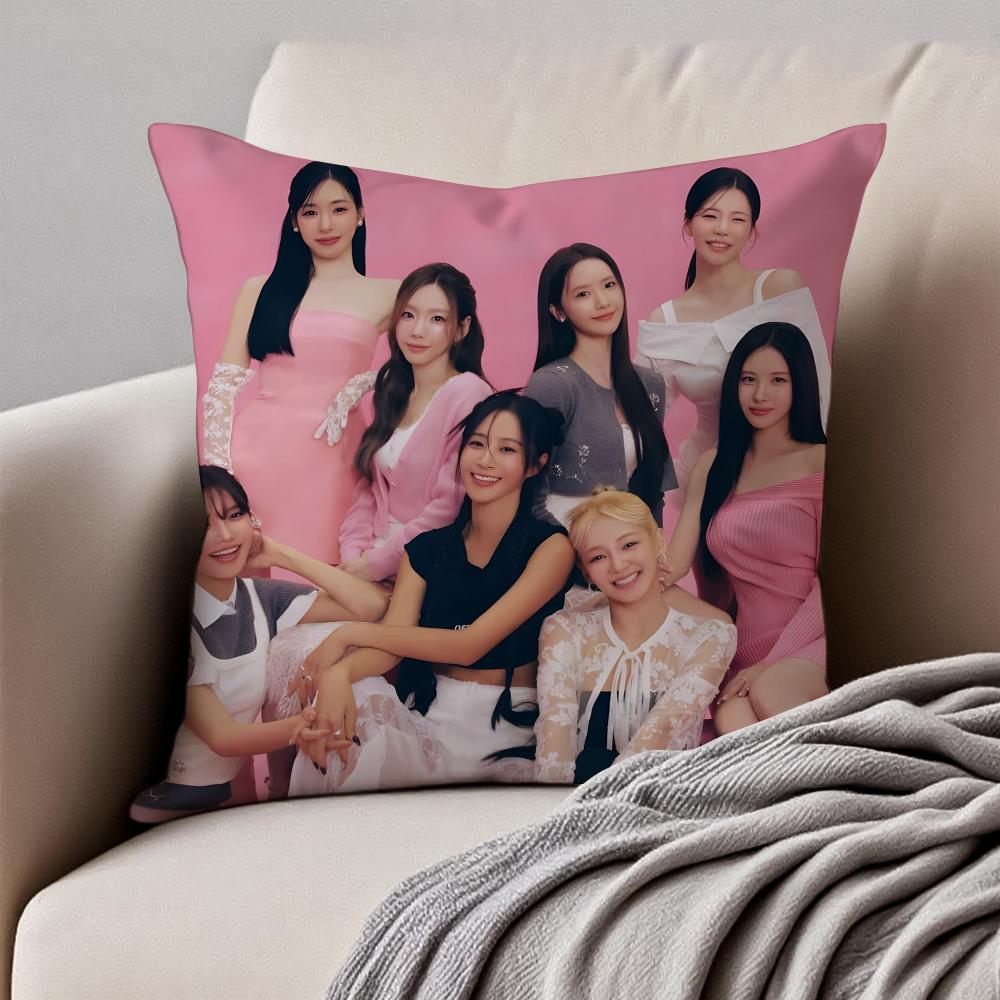 Kpop Korean Girl Group GGirls Generation Cushion Cover Pillowcase Antidustmite Invisible Zipper Short Plush Sofa Cushion