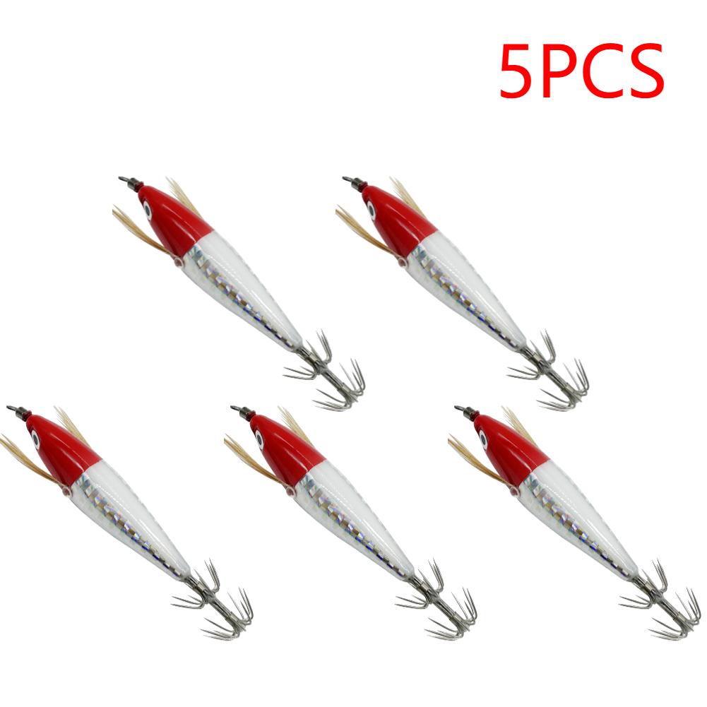 1-10PCS Fishing Lure Luminous Squid Jig Hook 7.5CM 5.5g Artificial Fake Octopus Lures Wood Shrimp Cuttlefish Hard Bait Sea Jigs