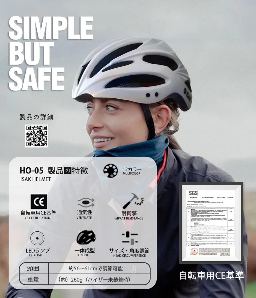 ISAK Bicycle Polished Sand Sports Cycling Helmet with LED Safety Light and Shock for and Adjustable Size Adult Helmet, Safe, Ultra-Lightweight,