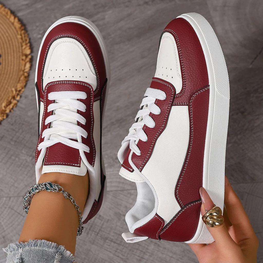 Fashion Womens Walking Shoes Platform Soles Skateboard Shoe Comfortable Fashion Women Tennis Sneakers Color-blocked