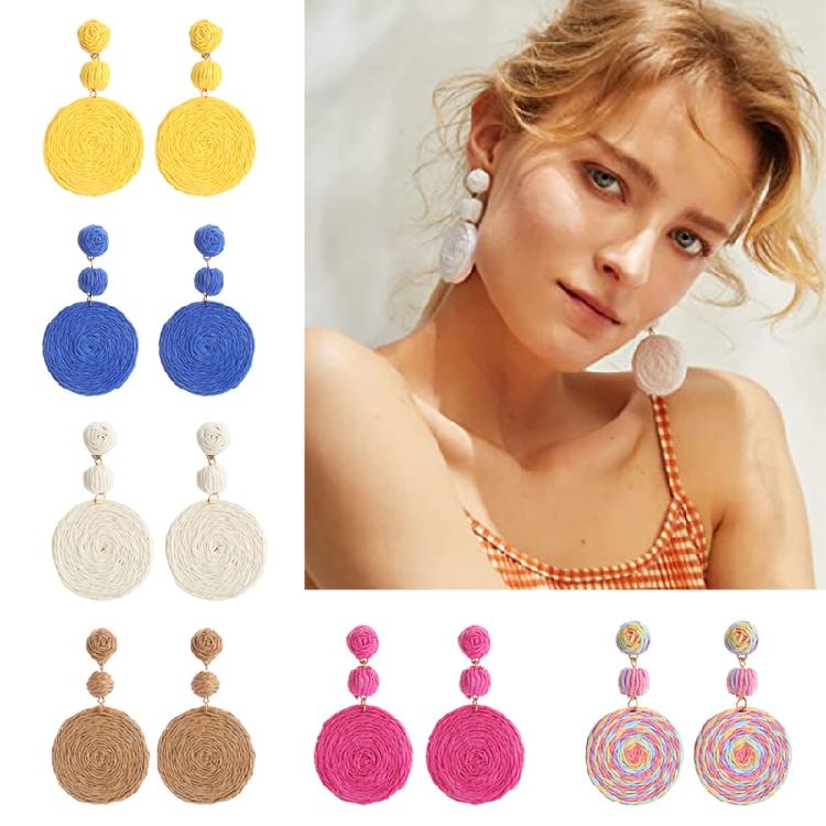 Big Round Geometric Hoop Earrings Summer Beach Boho Pendant Exaggerated Earrings