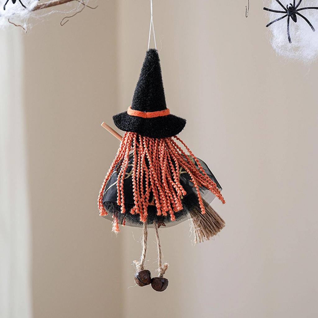 Witch Doll for Good Luck Halloween Pendant Collectible Figurine Hanging Ornaments for Kitchen Haunted Wall Halloween