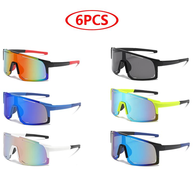 Protective Glasses 6pcs Oversized Cycling Sunglasses One Piece Sun Glasses Skiing Fishing Goggles Bike Mirror Lens Eyewear