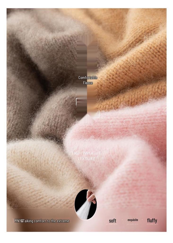 Women's Cashmere Double-Ply Thick Knit Sweater - Half-High Neck, Drop Shoulder, Versatile Solid Color, Autumn/Winter Warm Base Layer