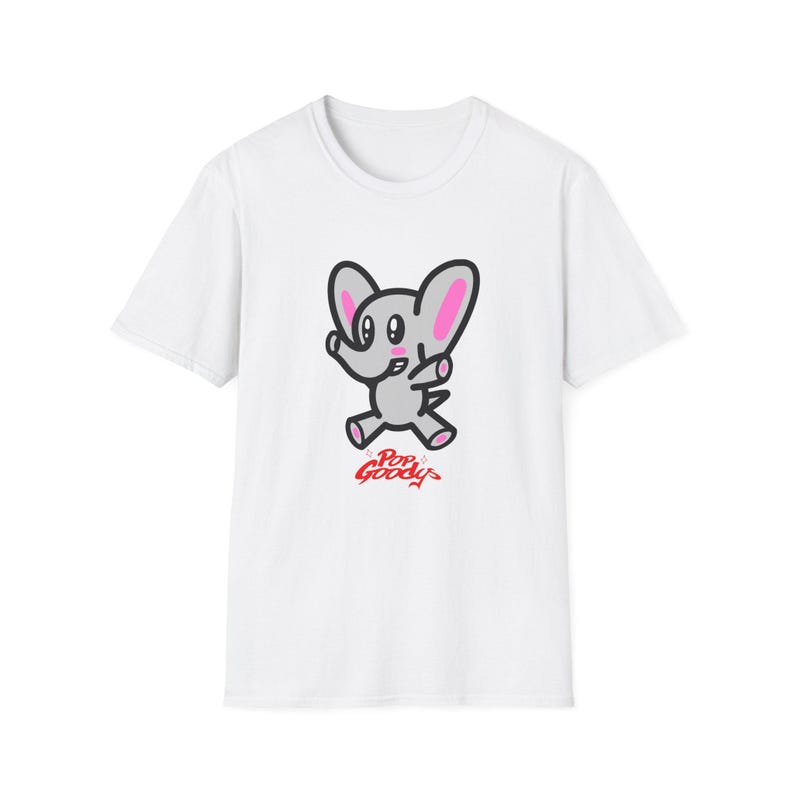 Cartoon Elephant T-Shirt | Pink Ear Graphic Tee, Street Art Style 150